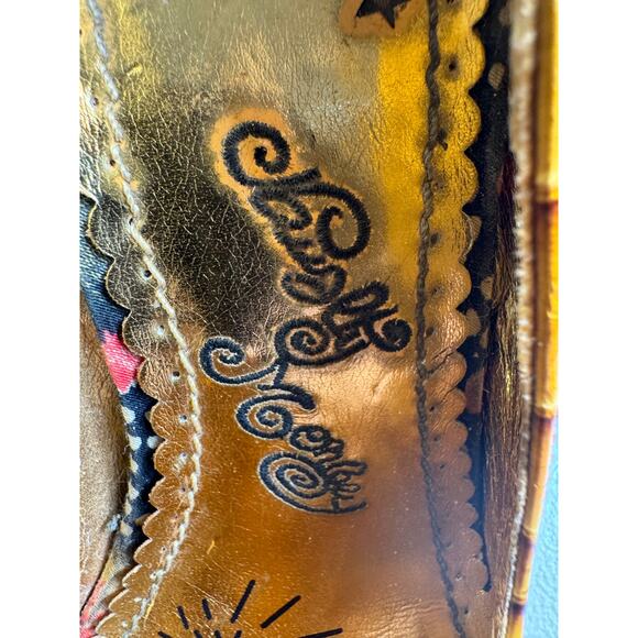 Naughty Monkey pumps brown faux snakeskin feather design on toes 4' heel Sz 9 - Picture 7 of 12